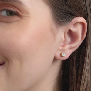 Gilded 1/2 Carat Lab-Grown Diamond Princess-Cut Hidden Halo Stud Plus