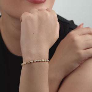 Gilded 3 Carat Lab-Grown Diamond Fashion Bracelet with Fleur-De-Lis Motifs