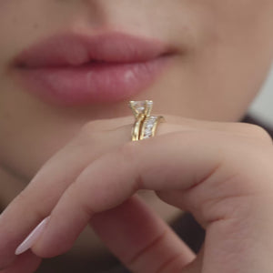 Gilded 1 and 1/2 Carat Lab-Grown Diamond Solitaire Oval-Shaped Bridal Set