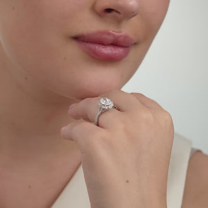 Gilded 2 and 3/4 Carat Lab-Grown Diamond Oval-Shaped Halo Engagement Ring with a Crossover Shank