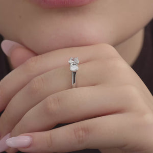 Gilded 1 Carat Lab-Grown Diamond Oval-Shaped Three-Stone Ring