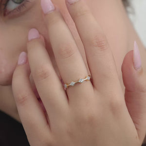 Gilded 1/10 Carat Lab-Grown Diamond Geometric Stacking Ring