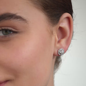 Gilded 2 Carat Lab-Grown Diamond Round-Shaped Stud Plus with a Petite Halo