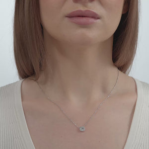 Gilded 3/4 Carat Lab-Grown Diamond Round-Shaped Solitaire Plus Pendant with a Delicate Halo
