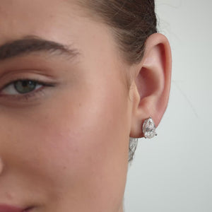 Gilded 6 Carat Lab-Grown Diamond Pear-Shaped Classic Solitaire Studs