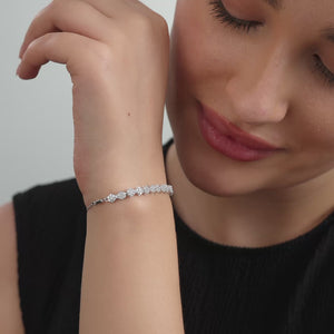 Gilded 1 Carat Lab-Grown Diamond Bolo Bracelet with Blossom Motifs