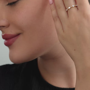 Gilded 3/8 Carat Lab-Grown Diamond Marquise and Round-Shaped Wedding Band