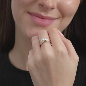 Gilded 1 Carat Lab-Grown Diamond Pear-Shaped Crown Wedding Band