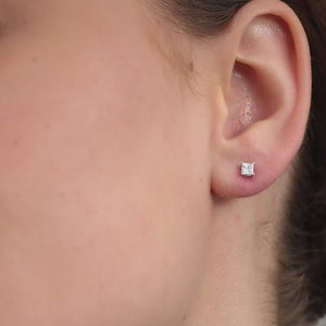 Gilded 1/2 Carat Lab-Grown Diamond Princess-Cut Classic Solitaire Studs