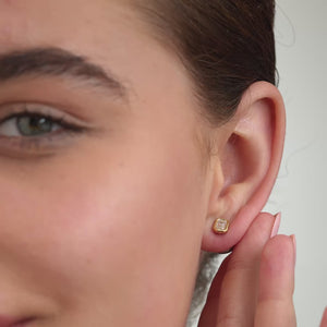 Gilded 3/4 Carat Lab-Grown Diamond Emerald-Cut, Bezel-Set Solitaire Studs