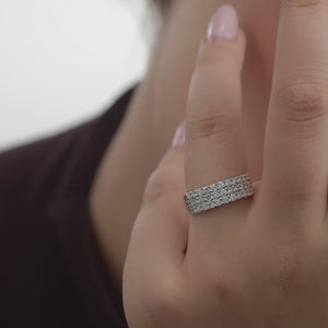 Gilded 1 Carat Lab-Grown Diamond Three-Row Scallop-Set Anniversary Band