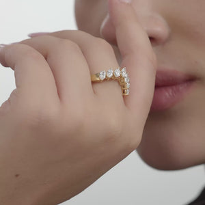 Gilded 1 and 1/10 Carat Lab-Grown Diamond Marquise-Shaped Chevron Wedding Band