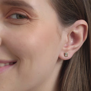 Gilded 1/2 Carat Lab-Grown Diamond Emerald-Cut, Bezel-Set Solitaire Studs