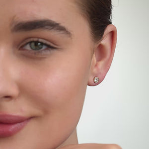 Gilded 3/4 Carat Lab-Grown Diamond Round-Shaped, Bezel-Set Solitaire Studs