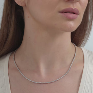 Gilded 4 Carat Lab-Grown Diamond Round-Shaped Straight Line Tennis Necklace