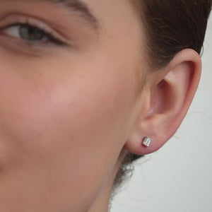 Gilded 1/2 Carat Lab-Grown Diamond Emerald-Cut Classic Solitaire Studs