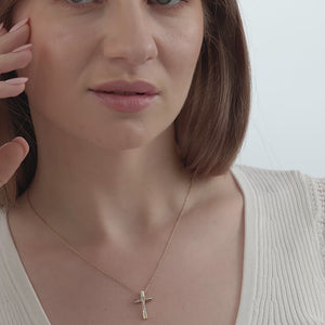 Gilded 1/4 Carat Lab-Grown Diamond Sculpted Cross Pendant
