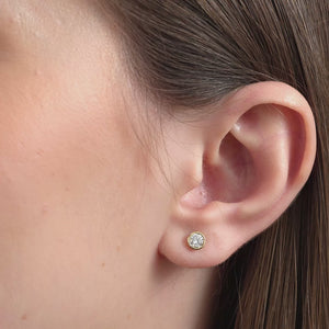 Gilded 1/2 Carat Lab-Grown Diamond Round-Shaped, Bezel-Set Solitaire Studs