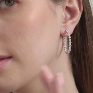 Gilded 4 Carat Lab-Grown Diamond Round-Shaped, Inside-Out, Shared-Prong Hoops