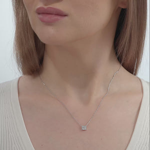 Gilded 1/2 Carat Lab-Grown Diamond Princess-Cut Solitaire Plus Pendant with a Delicate Halo