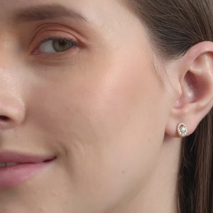 Gilded 1/2 Carat Lab-Grown Diamond Oval-Shaped Stud Plus with an Air Gap Halo