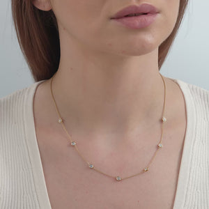 Gilded 1 Carat Lab-Grown Diamond Round Bezel-Set Diamonds-By-The-Yard Necklace