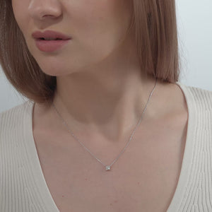 Gilded 1/2 Carat Lab-Grown Diamond Princess-Cut Station Solitaire Pendant