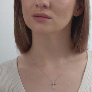 Gilded 1/4 Carat Lab-Grown Diamond Curved Edge Cross Pendant