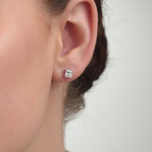 Gilded 1 Carat Lab-Grown Diamond Princess-Cut Classic Solitaire Studs