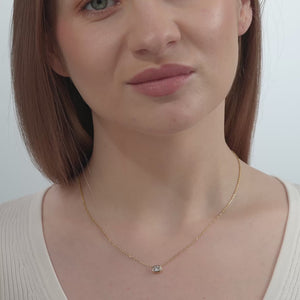 Gilded 1/2 Carat Lab-Grown Diamond Oval-Shaped, Bezel-Set Station Solitaire Pendant