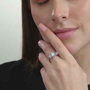 Gilded 3 Carat Lab-Grown Diamond Round-Shaped Three-Stone Ring