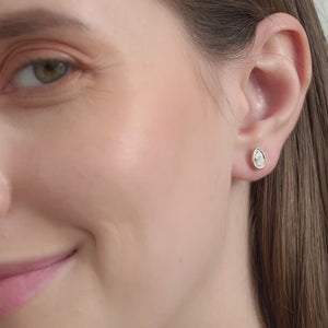 Gilded 3/4 Carat Lab-Grown Diamond Pear-Shaped, Bezel-Set Solitaire Studs
