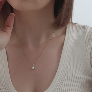 Gilded 1 Carat Lab-Grown Diamond Emerald-Cut Hidden Halo Solitaire Plus Pendant