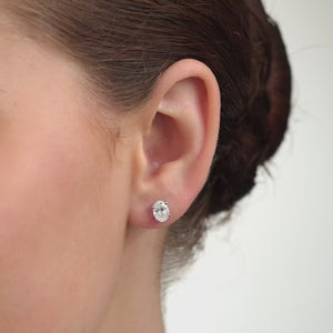 Gilded 2 Carat Lab-Grown Diamond Oval-Shaped Classic Solitaire Studs