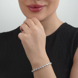 Gilded 13 and 1/2 Carat Lab-Grown Diamond Oval-Shaped Tennis Bracelet
