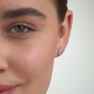 Gilded 1/4 Carat Lab-Grown Diamond Round-Shaped Stud Plus with Baguettes in the Halo