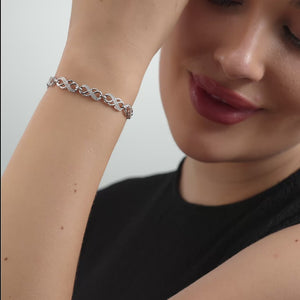 Gilded 1/10 Carat Lab-Grown Diamond Fashion Bracelet with Interlocking Infinity Motifs