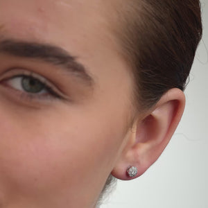 Gilded 1/2 Carat Lab-Grown Diamond Round-Shaped Solitaire Stud Plus with a Classic Halo
