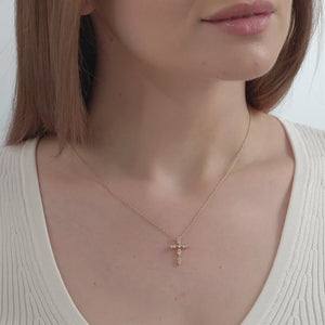 Gilded 1/4 Carat Lab-Grown Diamond Vintage-Style Cross Pendant