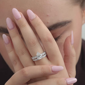 Gilded 4 Carat Lab-Grown Diamond Solitaire Pear-Shaped Bridal Set