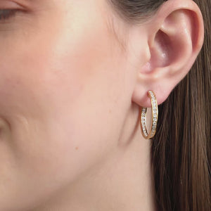 Gilded 3 Carat Lab-Grown Diamond Round-Shaped Inside-Out Hoops
