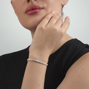 Gilded 12 Carat Lab-Grown Diamond Round-Shaped Classic Tennis Bracelet
