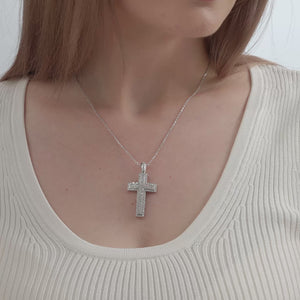 Gilded 1 Carat Lab-Grown Diamond Composite Halo Cross Pendant