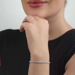 Gilded 3 Carat Lab-Grown Diamond Round-Shaped Three-Prong Tennis Bracelet