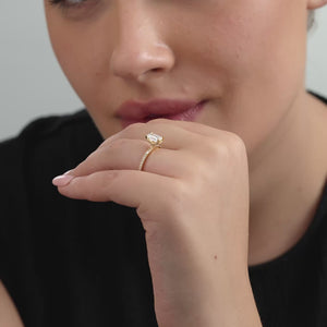 Gilded 1 and 1/4 Carat Lab-Grown Diamond Emerald-Cut Solitaire Plus Engagement Ring with a Classic Shank