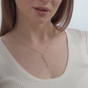 Gilded 1 Carat Lab-Grown Diamond Clustered Bezel-Set Necklace with Diamond Stations