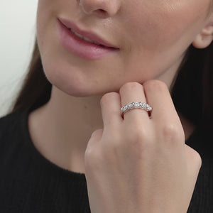 Gilded 1 and 1/2 Carat Lab-Grown Diamond Round-Shaped Five-Stone Ring in a Bar Setting