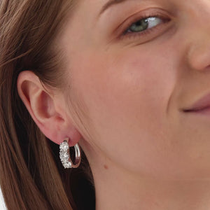 Gilded 5 Carat Lab-Grown Diamond Round-Shaped Fancy Three-Stone Hoops