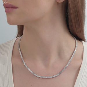 Gilded 18 Carat Lab-Grown Diamond Round-Shaped Straight Line Tennis Necklace