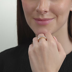 Gilded 2 Carat Lab-Grown Diamond Round-Shaped Five-Stone Ring in a Bar Setting